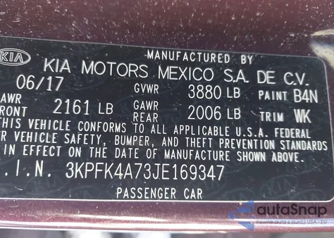 2018 Kia Forte Lx z USA, uszkodzony, nr VIN 3KPFK4A73JE169347